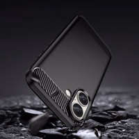 Carbon dėklas telefonui iPhone 16 Plus silikoninis dėklas - juodas