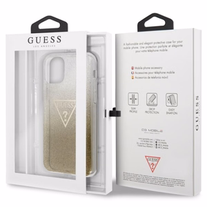 Guess GUHCN65SGTLGO kietas dėklas iPhone 11 Pro Max Glitter Triangle – auksinis