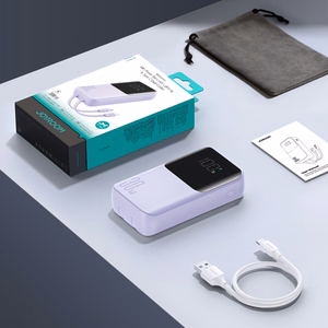 Mini išorinė baterija Joyroom JR-PBC07 20000mAh 30W su USB-C ir Lightning laidais (violetinė)