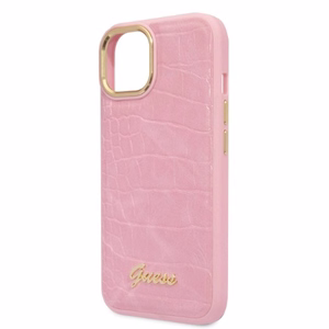 Guess Croco Collection dėklas telefonui iPhone 14 Plus - rožinė