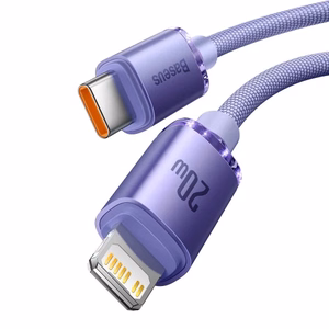 USB laidas Baseus CAJY000205 violetinis Type-C / Lightning 200cm (iki 20W)