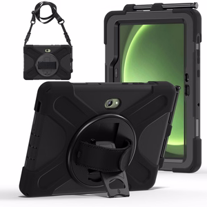 JM Rugged Case Grip dėklas Samsung Galaxy Tab Active Pro/ Active4 Pro/ Active5 Pro su dirželiu juodas