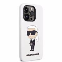 Karl Lagerfeld KLHCP14LSNIKBCH iPhone 14 Pro 6.1" kietasis dėklas baltas/baltas Silikoninis Ikonik