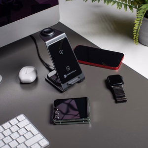 Forcell F-ENERGY Simply Charge 3in1 aliuminis suderinamas su Apple Watch ir Samsung Watch pilkas