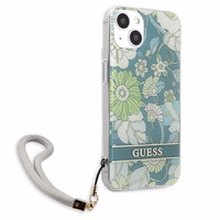 Guess GUHCP13MHFLSN iPhone 13 6.1" žalias/žalias kietas dėklas Gėlių Dirželis