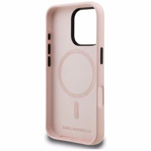 Karl Lagerfeld Silikoninis Karl Sketch MagSafe Dėklas for iPhone 16 Pro Max - rožinis