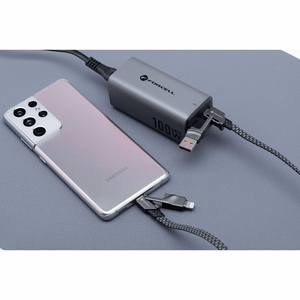 FORCELL F-ENERGY C241 4in1 kabelis Type C į USB A į Type C / Lightning QC PD 3A 60W 1 m chromuotas