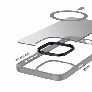 Crong Hybrid Frost MAG Cover dėklas, skirtas iPhone 15 Pro, suderinamas su MagSafe, pilkas