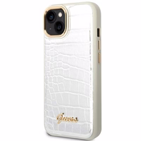 Guess GUHCP14SHGCRHS iPhone 14 6.1 "sidabrinis kietas dėklas Croco kolekcija