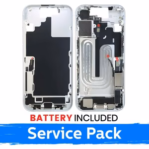 Apple iPhone 17 vidurinio rėmo korpusas + baterija / Baltas / (Aptarnavimo pakuotė)