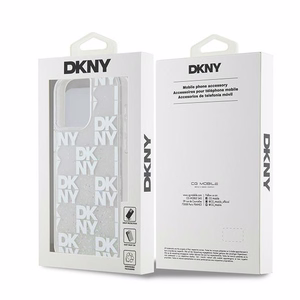 DKNY Skystas blizgučių daugialogotipis dėklas telefonui iPhone 15 Pro Max - balta