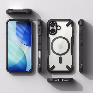 "Ringke Fusion X" magnetinis "MagSafe" dėklas "iPhone 17" - juodas