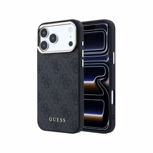 Dėklas Guess PU Leather 4G Gold Frame MagSafe Apple iPhone 18 Pro Max juodas