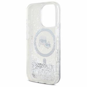 Karl Lagerfeld Liquid Glitter Karl & Choupette Head Magsafe Чехол iPhone 16 Pro - прозрачный