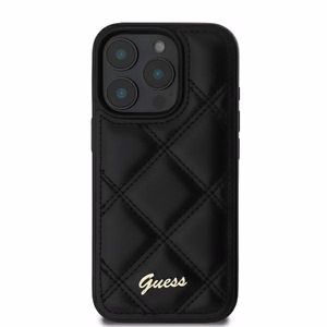 Guess Dygsniuotas Metalinis Logotipas dėklas iPhone 16 Pro Max - juoda
