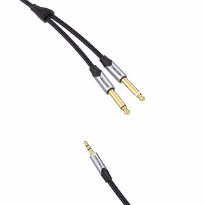 Garso kabelis mini lizdas 3.5mm į 2x lizdas 6.35mm kištukas Vention BARHK 8m