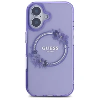 Guess IML Gėlių Vainikas Magnetinis dėklas iPhone 16 - violetinė