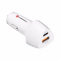Įkroviklis automobilinis Forcell (CC50-1A1C) (1xUSB-C; 1xUSB; 5A 38W) baltas