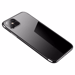 Permatomas dėklas TPU gelio dangtelis su metaliniu rėmeliu Samsung Galaxy S22 Ultra juodas