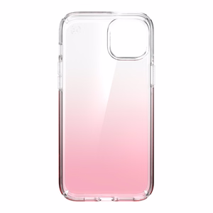 Speck Presidio Perfect-Clear + Ombre case for iPhone 15 Plus / 14 Plus, with Microban antimicrobial protection, Clear / Vintage Rose Fade