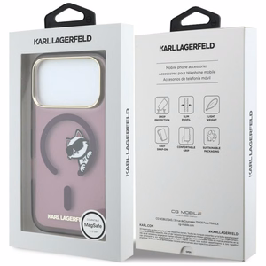 Karl Lagerfeld Peekaboo Logo dėklas, skirtas iPhone 18 Pro Max / 17 Pro Max, suderinamas su MagSafe – bordo spalvos