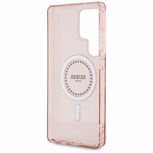 Guess Krištolai Spausdintas Klasikinis Logotipas Magnetinis Samsung Galaxy S25 Ultra Dėklas rožinė