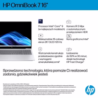HP OmniBook 7 16-az0222nw Core 5 210H 16"2K 300nits AG 16GB DDR5 5200 SSD512 Intel Graphics Cam 5 Mpx IR 70Wh Win11 Glacial sidabrinis 2Y