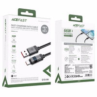 "Acefast C15-04" USB-A - USB-C kabelis su ekranu 480Mb/s 66W 1,2 m - juodas