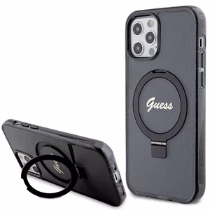 Guess Ring Stand Script Glitter MagSafe чехол для iPhone 12/12 Pro - чёрный