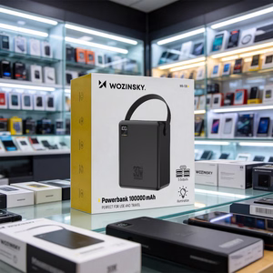 Внешний аккумулятор Wozinsky W8-B 100000mAh 30W, 2xUSB-A, 2xUSB-C, с фонариком, черный