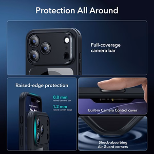 ESR Classic Hybrid MagSafe + grūdinto stiklo rinkinys iPhone 17 Pro - skaidrus juodas