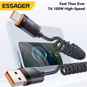 USB Laidas Essager Chuan3 juodas Type-C 180cm (iki 7A)