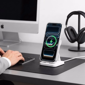 Tech-Protect MagStand MagSafe CC dėklas, skirtas iPhone 18 Pro / 17 Pro, skaidrus