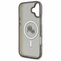 Karl Lagerfeld IML Metal Karl&Choupette Head magnetinis dėklas telefonui iPhone 16 Plus - juodas