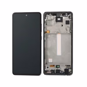 Ekranas Samsung A528 A52S 5G su lietimui jautriu stikliuku ir rėmeliu juodas OLED (real size)
