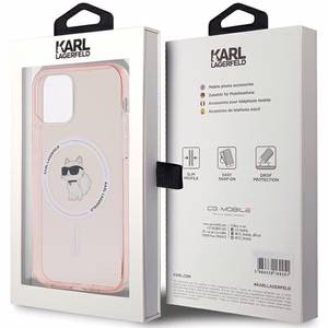 Karl Lagerfeld IML Choupette Magnetinis dėklas iPhone 12/12 Pro - rožinis