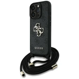 Guess 4G Big Logo Cord Stap dėklas telefonui iPhone 16 Pro Max - juodas
