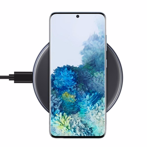 Crong PowerSpot Qi 15 W USB-C belaidis įkroviklis su grūdinto stiklo danga, „Shadow Black“ spalvos