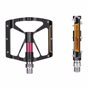 Rockbros K307PT aliumininiai platforminiai dviračio pedalai su atšvaitais – juodi