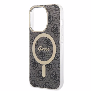 Guess GUBPP14LH4EACSK 4G Print MagSafe dėklo ir įkroviklio rinkinys, skirtas iPhone 14 Pro 6.1", juodas