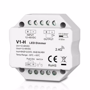 V1-H nuolatinės įtampos valdiklis 12-48V, 1x 8A, Push-Dimm