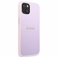 Guess GUHCP13SPSASBPU iPhone 13 mini 5.4 dėklas telefonui, violetinis, Saffiano su įspaustu ir metaliniu logotipu