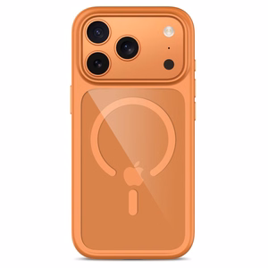Tech-Protect MagOne CC MagSafe dėklas su 2 grūdintais stiklais, skirtas iPhone 18 Pro Max / 17 Pro Max, skaidrus oranžinis