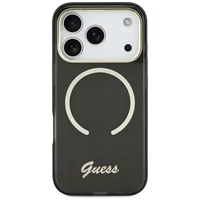 Guess IML Script Metal MagSafe Case for iPhone 17 Pro Max - Black