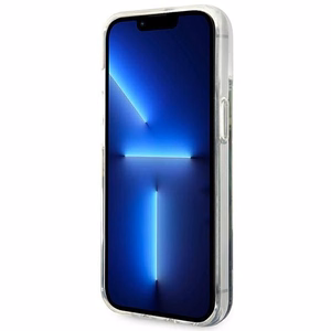 Guess GUHCP14SLFLSB iPhone 14 6.1 "mėlynas kietas dėklas Flower Liquid Glitter