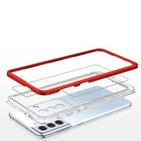 Clear 3in1 dėklas Samsung Galaxy S23+ silikoninis dėklas su rėmeliu raudonas