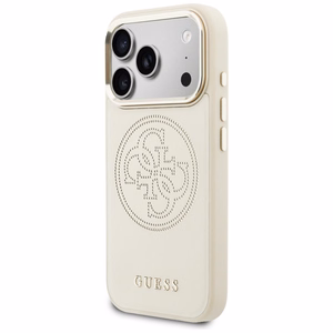 Guess Perforated 4G MagSafe Dėklas for iPhone 17 Pro Max - smėlinis