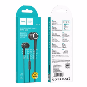 HOCO laidinės ausinės Jack 3,5 mm su mikrofonu M104 juodos
