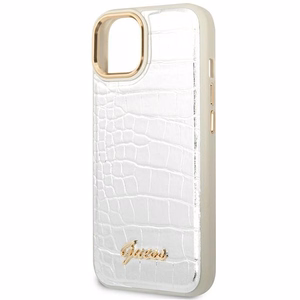 Guess GUHCP14MHGCRHS iPhone 14 Plus 6.7 "sidabrinis/sidabrinis kietas dėklas Croco Collection