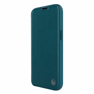 Nillkin Qin odinis dėklas iPhone 14 Plus su kameros dangteliu ir dėklu žalias